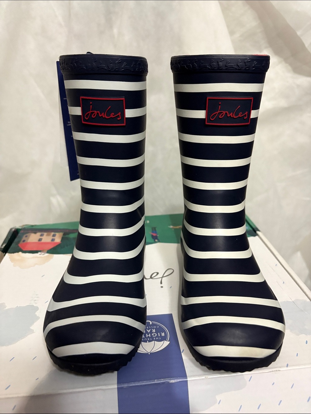 Joules Navy Kids Rain Boots size US 12 NWT